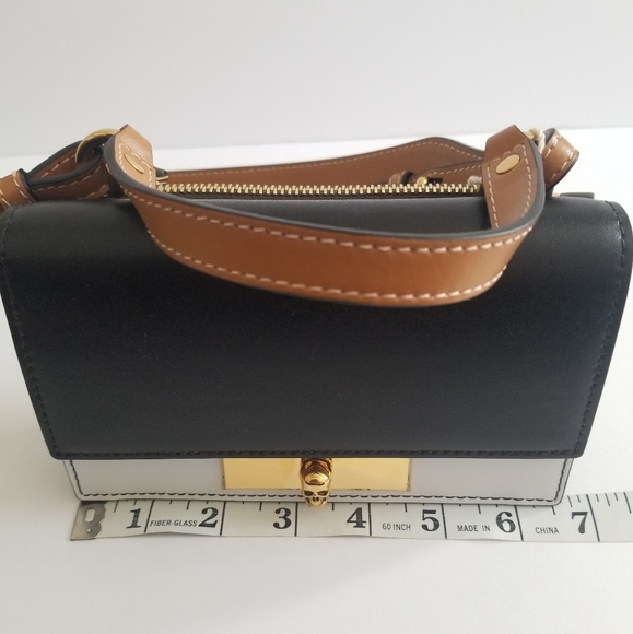 Alexander McQueen Skull Color Block Leather Crossbody Black White Brown … - Picture 8 of 12